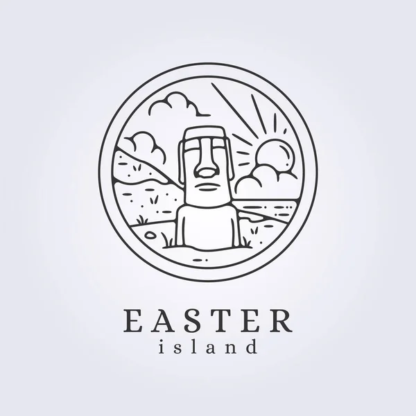 Moai Ostern Insel Linie Kunst Vektor Illustration Vorlage Hintergrund Symbol — Stockvektor