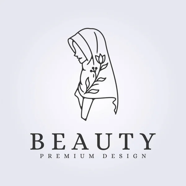 Design Simples Hijab Menina Logotipo Vetor Ilustração — Vetor de Stock