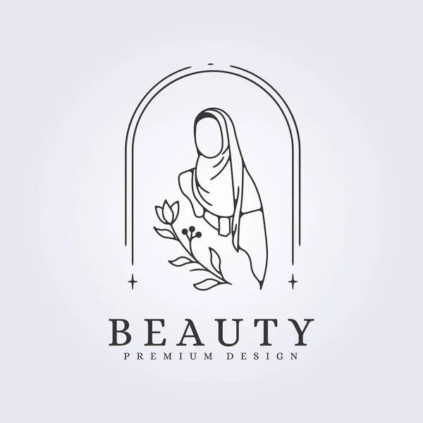 Estética Beleza Hijab Menina Logotipo Vetor Ilustração Design — Vetor de Stock