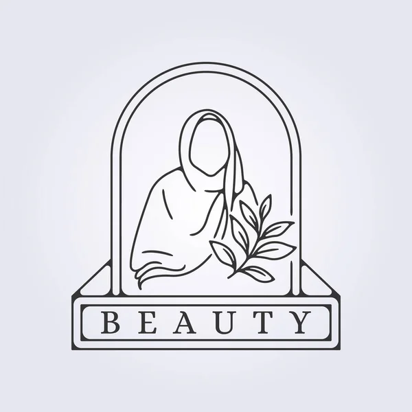 Véu Hijab Beleza Menina Logotipo Emblema Vetor Ilustração Design — Vetor de Stock