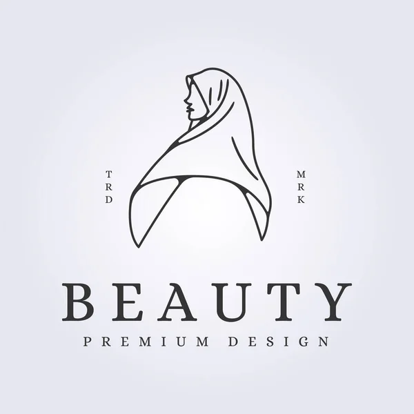 Grande Hijab Muçulmano Beleza Logotipo Vetor Ilustração Design — Vetor de Stock