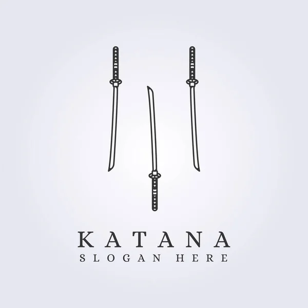 3个武士Katana剑徽标矢量图标模板背景设计 — 图库矢量图片
