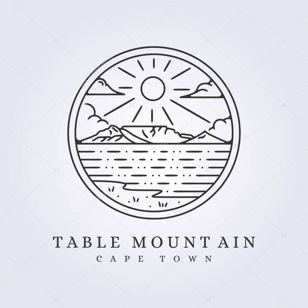 Table mountain cape town logo vector illustration design simple line art emblem badge template background