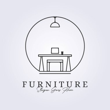 interior furniture room logo symbol icon sign vector line art illustration design clipart