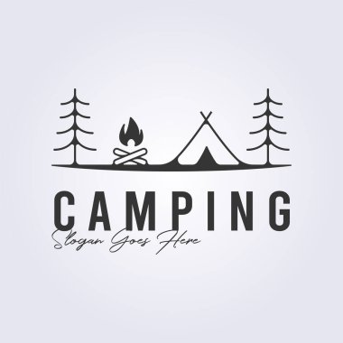 gece kamp logosu etiket simgesi vektör çizimi tasarımı
