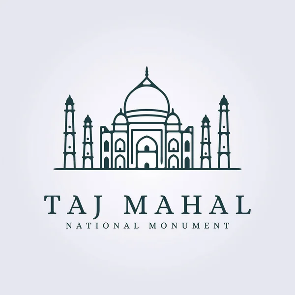 Taj Mahal Ícone Índia Símbolo Vetor Logotipo Ilustração Design — Vetor de Stock