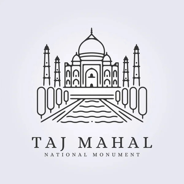 Symbool Van Taj Mahal Vector Pictogram Logo Lineaire Illustratie Ontwerp — Stockvector