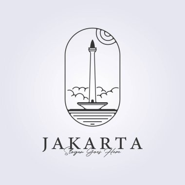 jakarta Endonezya vektörü, monas simgesi logo illüstrasyon tasarımı