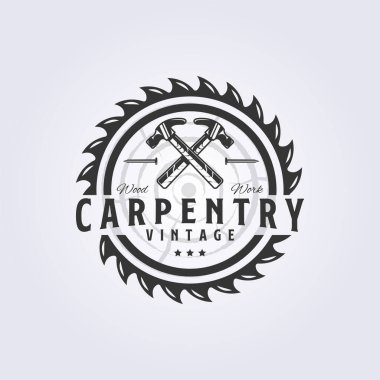 carpenter logo, abstract logo fast saw and hammer vector illustration design clipart