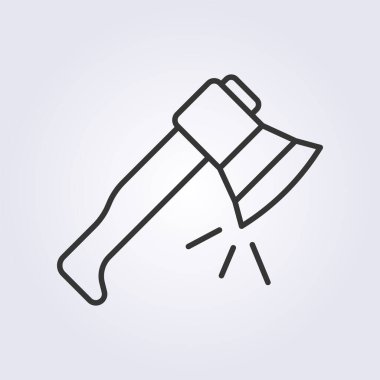 ana hatlı balta simgesi vektör logosu tasarımı, yaz kampı tema tasarımı için ekipman, balta aracı