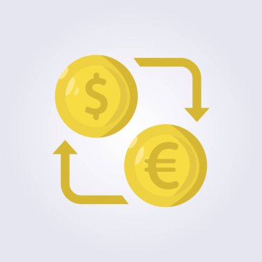 düz para değişim simgesi vektör çizimi, iş ve finans sembolü sembolü
