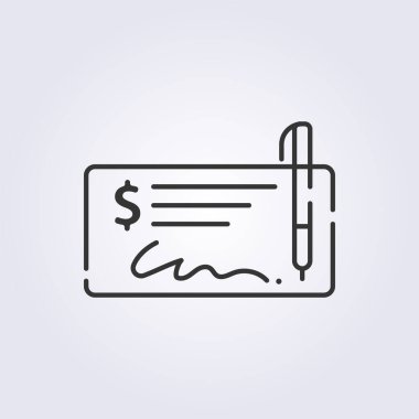 çizgi sanat maaş çeki banknot simgesi logo vektör çizimi tasarımı, iş ve finans sembolü için