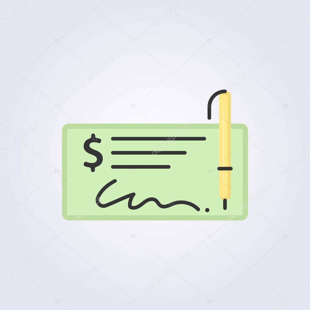 Flat paycheck banknote icon logo vector illustration design, for business and finance symbol