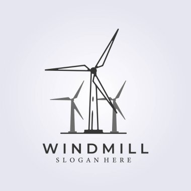 Rüzgar enerjisi logo hattı için yel değirmeni resim tasarımı grafik tasarımı