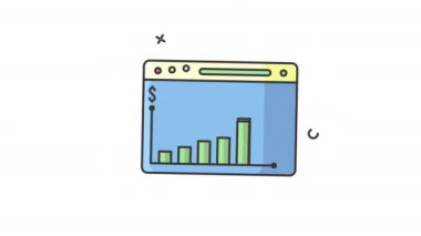 finansal tablo canlandırılmış simge döngüleme alfa kanal grafik video tasarımı, iş ögesi için basit finansal simge animasyonu grafiği