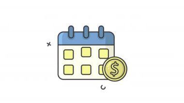 Kazanma tarihi takvimi canlandırılmış simge döngüsü alfa kanal hareketli grafik video tasarımı, iş ögesi için basit aylık maaş tarihi canlandırması