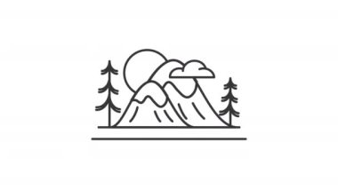 dağ macerası animasyon simgesi canlandırma görüntü tasarımı, alfa kanalı, animasyon yüklemek için kusursuz döngü