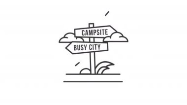 Yol işareti canlandırılmış simge canlandırma grafiksel tasarım videosu, yaz kampı yol hareketi grafiği