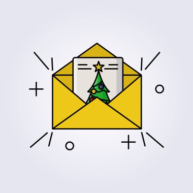 Noel harfi posta simgesi illüstrasyon vektör tasarımı, şablon elementi xmas sembol çıkartması tasarımı