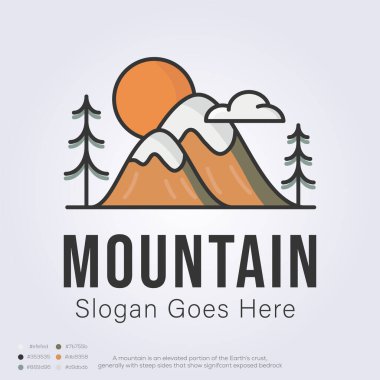 Modern minimalist dağ logosu sembolü vektör illüstrasyon tasarımı. Açık hava macera logosu tasarımı