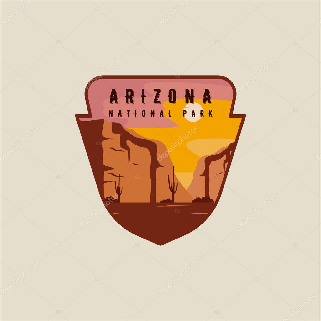Arizona emblem logo vector illustration template graphic design. sign or symbol national park sticker patch for travel company