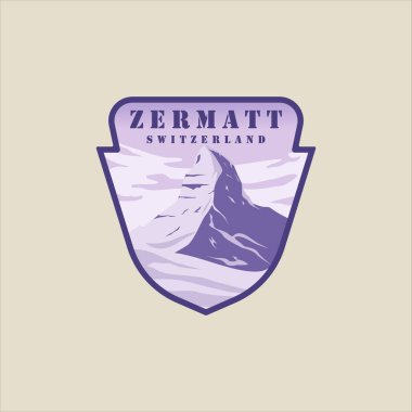 zermatt İsviçre amblemi logo vektör illüstrasyon şablon grafik tasarımı. İsviçre, seyahat ya da turizm sektörü için kar pankartı astı