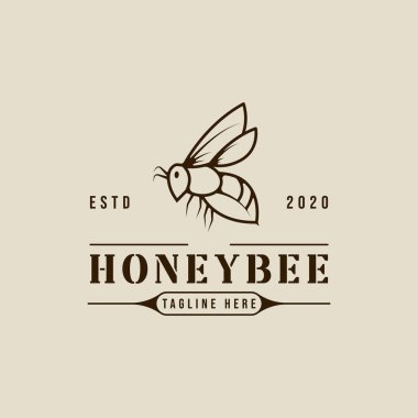 Arı logosu sanat vektörü basit illüstrasyon şablonu ikon grafik tasarımı. bal kovanı işareti ya da doğa işindeki ürün sembolü