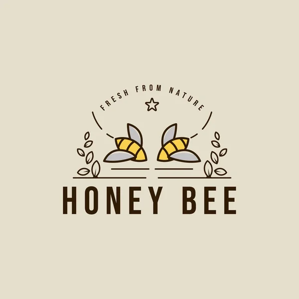 Bee Logo Line Art Vector Simple Illustration Template Icon Graphic — Stock Vector
