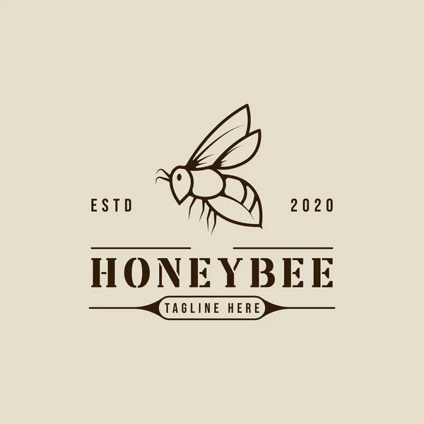 Пчелиный Логотип Линии Искусства Вектор Простой Иллюстрации Шаблон Иконки Графический — стоковый вектор