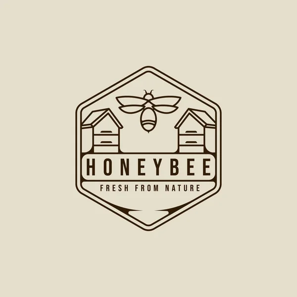 Пчелиный Логотип Линии Искусства Векторной Иллюстрации Шаблон Иконки Графический Дизайн — стоковый вектор