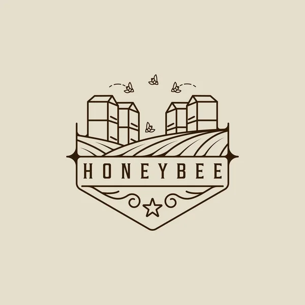 Пчелиный Логотип Линии Искусства Логотип Векторной Иллюстрации Шаблон Иконки Графический — стоковый вектор