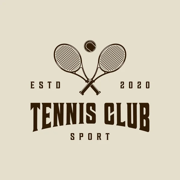 Raquettes Tennis Croisées Logo Vintage Vectoriel Illustration Modèle Icône Conception — Image vectorielle