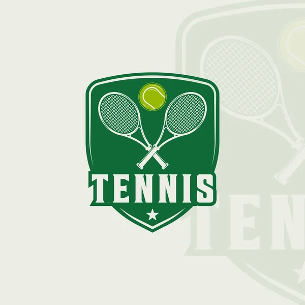Rackets Bal Van Tennis Logo Embleem Vector Illustratie Template Pictogram — Stockvector
