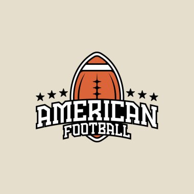 Amerikan futbolu logosu vektör illüstrasyon şablonu ikon grafik tasarımı. Kulüp veya lig konsepti için top işareti veya sembol sporu