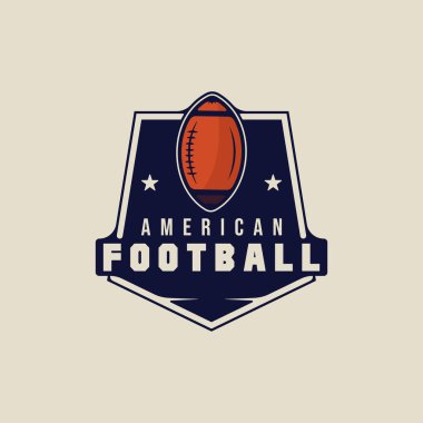 Amerikan futbolu amblemi logo vektör illüstrasyon şablonu ikon grafik tasarımı. Futbol tabelası ya da kulüp sembolü ya da rozetli lig kavramı