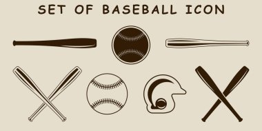 İzole edilmiş beyzbol ikonu vektör çizim şablonu grafik tasarımı seti. Çeşitli spor tabelalarının ya da takım ya da turnuva konseptinin sembol koleksiyonu