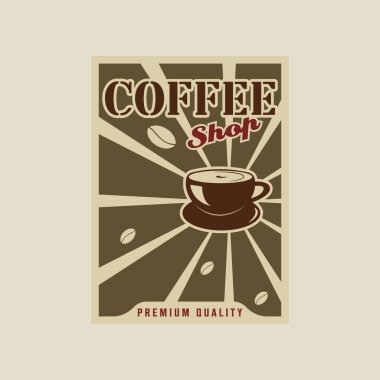 Kafe vektörü poster minimalist çizim şablonu grafik tasarımı. içki ve yiyecek afişi iş konsepti için reklam veya dekorasyon