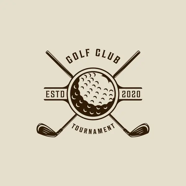Golf kulübü logosu, vektör illüstrasyon şablonu ikon grafik tasarımı. top ve spor işareti ya da turnuva sembolü ya da tipografi retro stili kulüp
