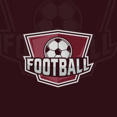 Futbol futbolu amblemi logo vektör illüstrasyon şablonu ikon grafik tasarımı. Klüp ya da takım sporu için rozet rozetli top işareti ya da sembol