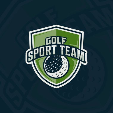 Golf sopası amblemi logo vektör illüstrasyon şablonu ikon grafik tasarımı. Spor işareti ya da turnuva sembolü ya da rozet rozeti konsepti olan lig takımı.