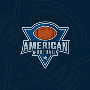 Amerikan futbolu amblemi logo vektör illüstrasyon şablonu ikon grafik tasarımı. Futbol tabelası ya da kulüp sembolü ya da rozetli lig kavramı