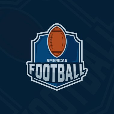 Amerikan futbolu amblemi logo vektör illüstrasyon şablonu ikon grafik tasarımı. Futbol tabelası ya da kulüp sembolü ya da rozetli lig kavramı