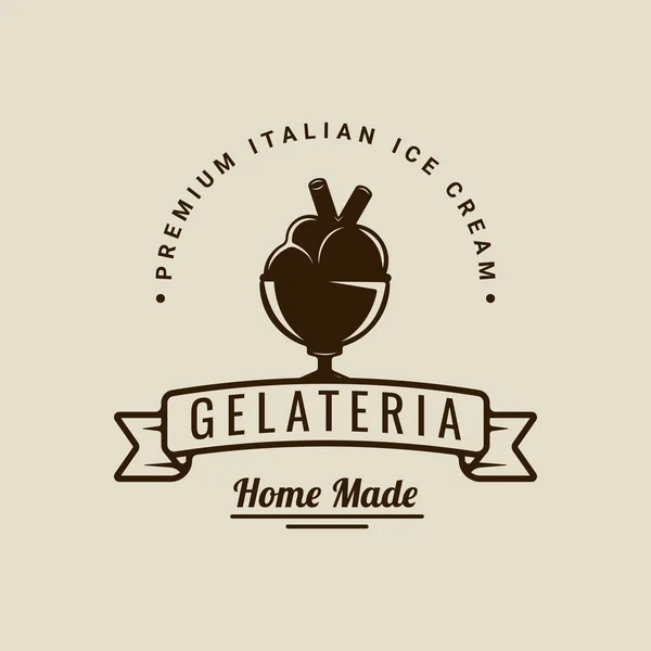 Dondurma topları logo vektör vintage illüstrasyon şablon ikon grafik tasarımı. yiyecek dondurulmuş veya gelato gelateria işareti ve tipografi tarzlı atölye için sembol