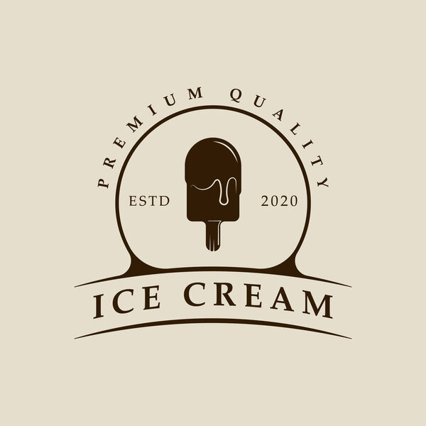 ice cream stick logo vector vintage illustration template icon graphic design. food frozen gelato sign or symbol for shop business with badge typography style concept