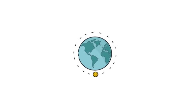 Анимационное Видео Иконкой Вращения Земли Луны Астронавтов Изолированная Астрономия Концепция — стоковое видео