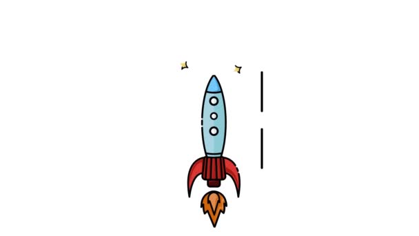 Cohete Espacio Icono Animación Video Para Astronauta Conjunto Astronomía Aislada — Vídeo de stock