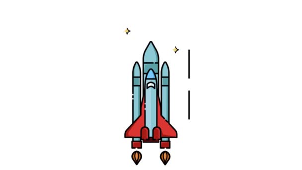 Cohete Nave Espacial Icono Animación Vídeo Para Conjunto Astronautas Astronomía — Vídeos de Stock