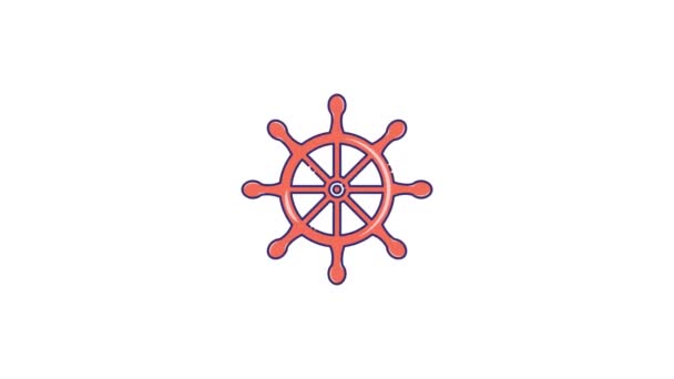 Steering Wheel Icon Animation Video Nautical Element Set Isolated Part — Stock Video