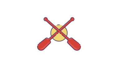 kürek simgesi animasyon videosu, izole edilmiş işaret hareketi grafik tasarımı kürek çekme seti