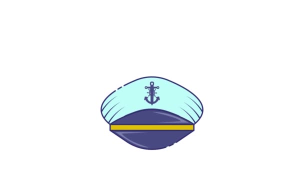 Καπέλο Καπετάνιου Ναυτικού Εικονίδιο Animation Βίντεο Για Ναυτικό Στοιχείο Που — Αρχείο Βίντεο
